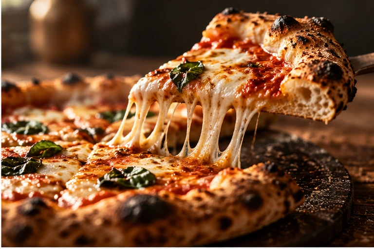 Freshly baked pizza